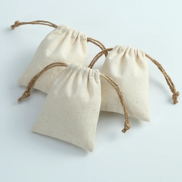 10 Cotton Burlap Jewelry Packaging Pouches Organizer Wedding Christmas Party Candy Bag Present Mariage Jute Drawstring Gift Bag