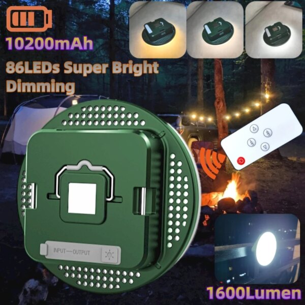 10200mAh Wireless Camping Lantern Rechargeable Emergency Light Rechargeable Hanging Tent Light Powerful Outdoor LED Work Light