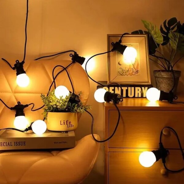 15M/23M Led String Lights Festoon Christmas Fairy Globe G50 Outdoor Waterproof For Wedding Garden Party Patio Camp Decoration