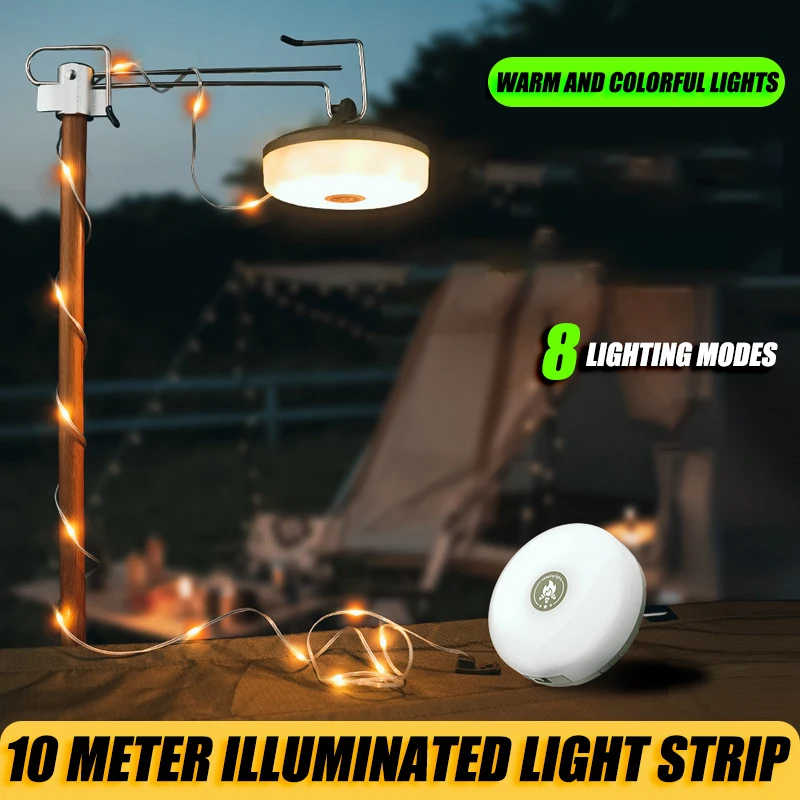 Powerful LED Camping Atmosphere Light Type-C Charging Outdoor Tent Decoration Colorful Light String Strong Magnetic Hanging Lamp