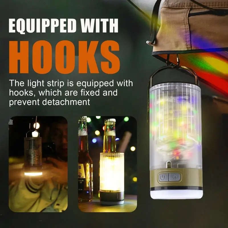 LED String Light Outdoor Tent Colorful Atmosphere String Lights Rechargeable String Lights Quick Storage String Lights For Tent