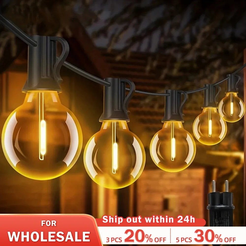 LED G40 Ball String Lights Waterproof Outdoor Garden Garland String Lights Terrace Garden Pub Christmas Party Decoration