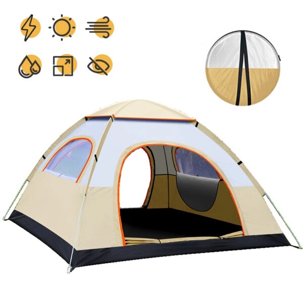 2-3/3-4 People Outdoor Automatic Quick Open Tents Two Door Beach Camping Tent Breathable Rainproof And Sunscreen