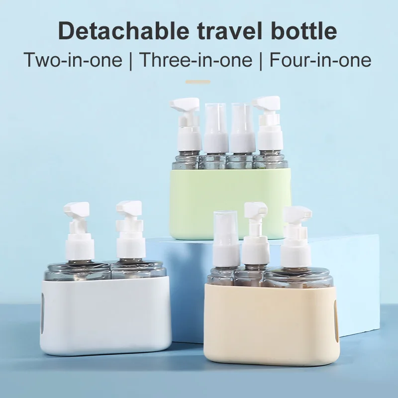 2/3/4-In-1 Travel Refillable Bottle Set Combination Liquid Lotion Shampoo Shower Gel Dispenser Empty Cosmetic Container Atomizer