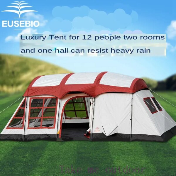 2 Bedroom 1 Living Room 6 8 10 12 Person Team Anti Rain Family Party Base Moving House Hiking Relief Beach Outdoor Camping Tent