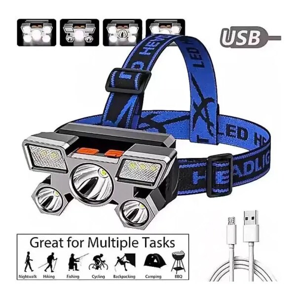 2024 New Rechargeable Head Flashlight for Fishing Led Headlamp Nitecore Camping Headlights Hunting Torch Hiking Front Lanterns