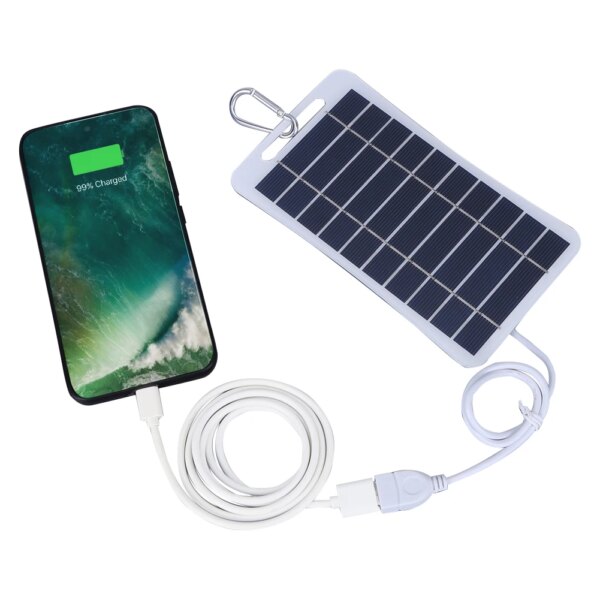 2W 5V Solar Charging Panel USB Battery Charger Power Emergency Panel Waterproof Phone Power Bank for Camping Backpacking Hiking