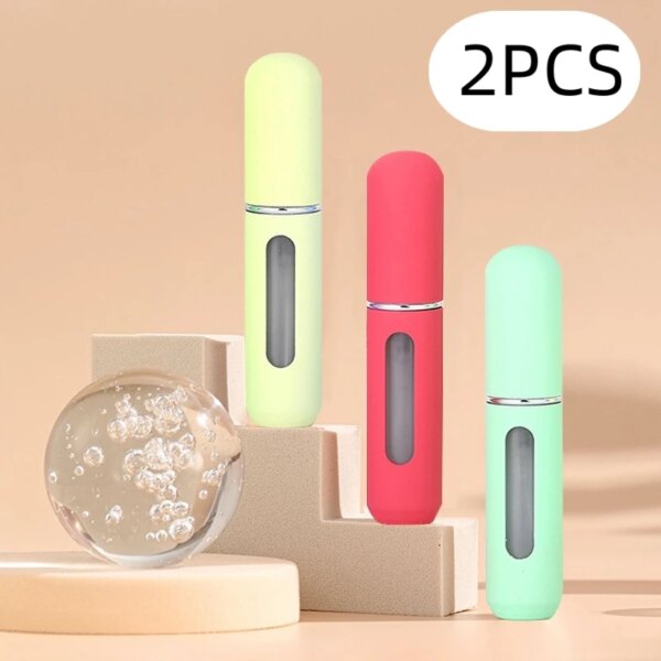 2pcs 5ml Candy Color Travel Portable Bottom Refill Perfume Bottle Liquid Sub-Bottling Fine Mist Spray Refillable Cosmetic