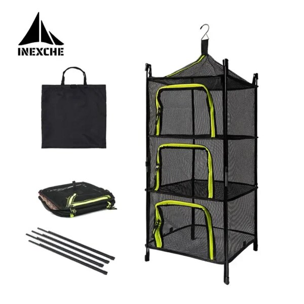 3/4 Layers Foldable Hanging Mesh Anti-insect Drying Storage Net Rack Drying Folding Net Camping Sun-dried Fish Drying Net Rack