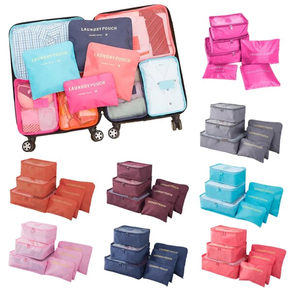6PCS Travel Storage Bag Set for Clothes Tidy Organizer Wardrobe Suitcase Pouch Travel Organizer Bag Case Shoes Packing Cube Bag