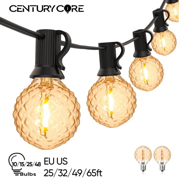 Amber G40 Garland 220V EU String Light E12 LED Light Bulb Waterproof Vintage Party Lights Camping Christmas New Year Decorations
