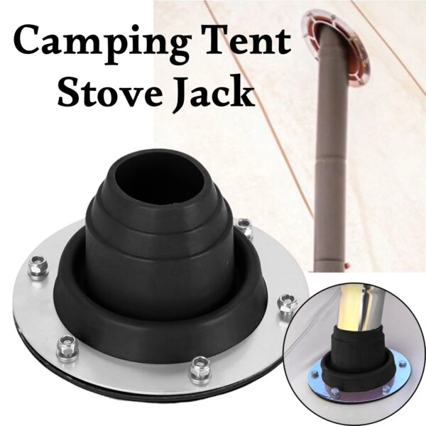 Camping Silicone Tent Stove Jack Furnace Wood Stove Chimney Vent with Durable Steel Base for Outdoor Camping Accessories