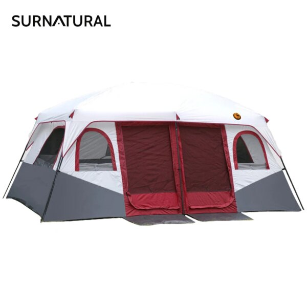 Camping Tent Travel 6-12 Persons Large Space Outdoor Family Camping Tent Waterproof Anti-rain UV 2 Bedrooms and 1 Living Room