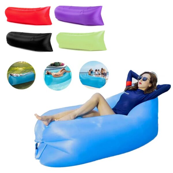 Camping chair Beach Picnic Inflatable Sofa Lazy Ultralight Down Sleeping Bag Air Bed Inflatable Sofa Lounger Outdoor Furniture