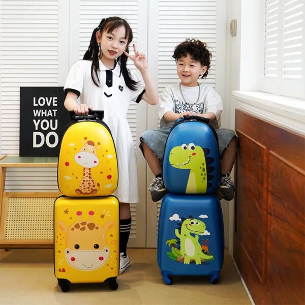 Cartoon Kids Suitcase Cute Password Rolling Luggage Set Bag 18 inch Children Backpack with Wheels Carry on Luggage Travel Bag