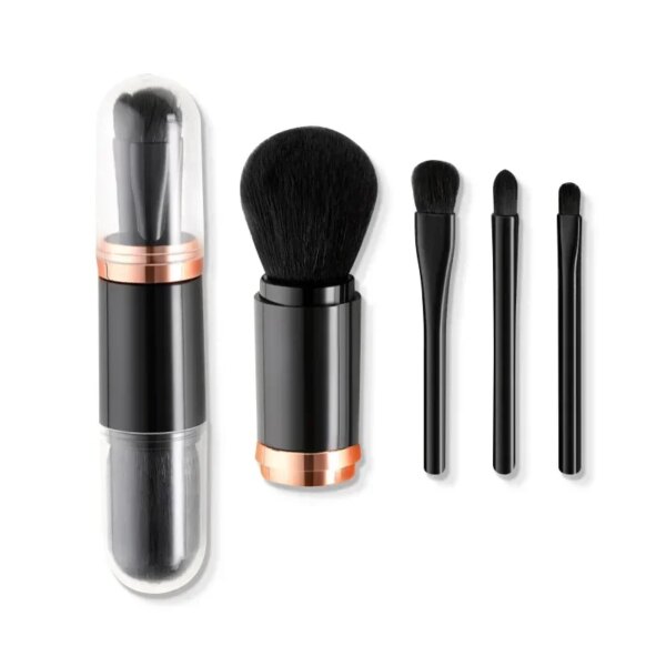 Cartoon Telescopic 4 In 1 Travel Portable Makeup Brushes Set Eyeshadow Brush Lip Cosmetics Face Makeup Brush Kit Beauty Tools