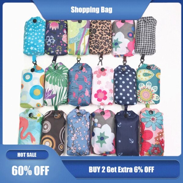 Foldable Shopping Bag, Reusable Shopper, Storage Organizer  for Vegetables Grocery Package, Women's Travel Tote