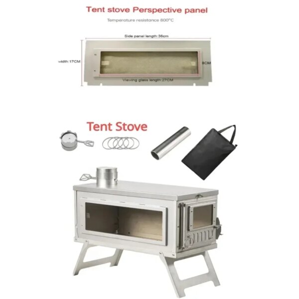 Hot Portable Tent Stove with Glass Wall Outdoor Hiking Wooden Burned Quick Release Backpacking Camping Hiking Tools Tent Stoves