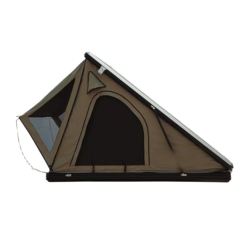Hot Sale Quick Auto Opening Aluminium Camping Hardshell Triangle Roof Top Tent For 2-3 Person custom