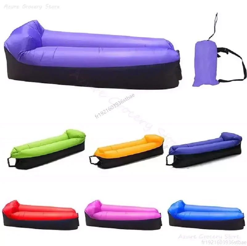 Inflatable Sofa Cushion Camping Air Tent Bed Sleeping Bag Lazy Beach Air Mattress Folding Lounger Chair Garden Outdoor Furniture