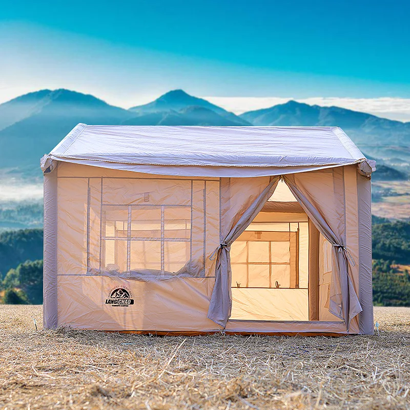 Inflatable tent sky curtain integrated outdoor portable folding rainproof thickened cabin camping equipment