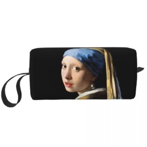 Kawaii Girl With A Pearl Earring Travel Toiletry Bag for Vincent Van Gogh Painting Makeup Cosmetic Bag Beauty Storage Dopp Kit