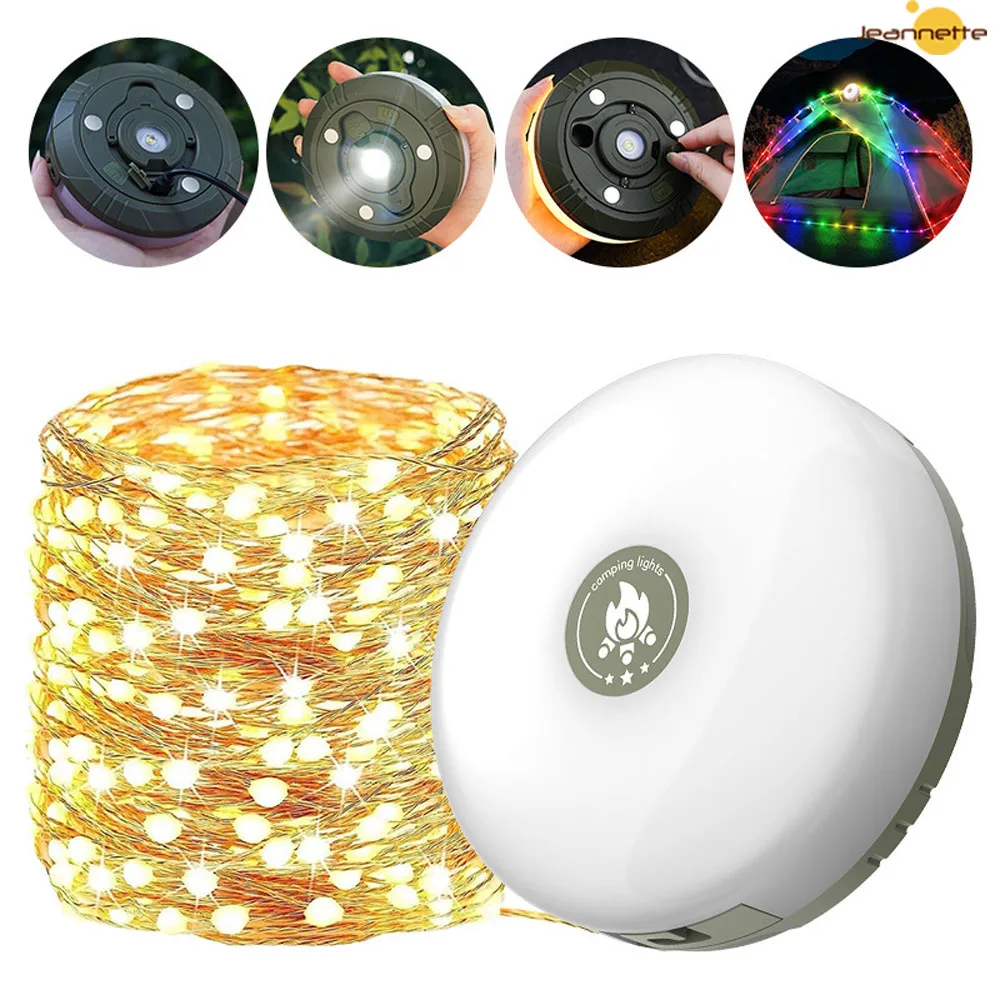 LED Camping Outdoor Tent Decoration Colorful Light Powerful Atmosphere Light Type-C Charging String Strong Magnetic Hanging Lamp