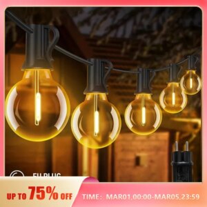 LED G40 Ball String Lights Waterproof Outdoor Garden Garland String Lights Terrace Garden Pub Christmas Party Decoration