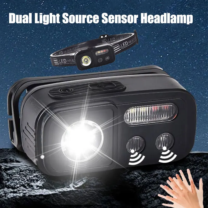 LED Induction Headlamps Portable Rechargeable Work Head Lights Outdoor Camping Fishing Running Intelligent Sensor Headlight