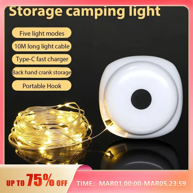 LED Rechargeable Camping Lamp Atmosphere 10M IPX4 Waterproof Recyclable Light Belt Outdoor Garden Decoration Lamp for Tent Room