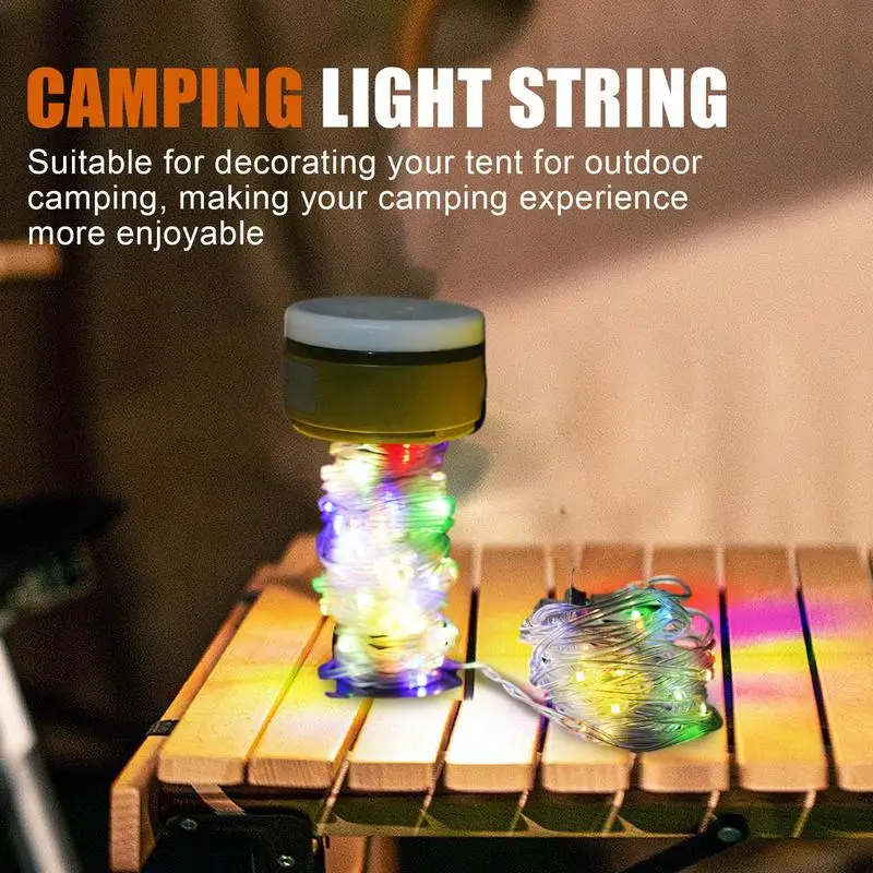 LED String Light Outdoor Tent Colorful Atmosphere String Lights Rechargeable String Lights Quick Storage String Lights For Tent