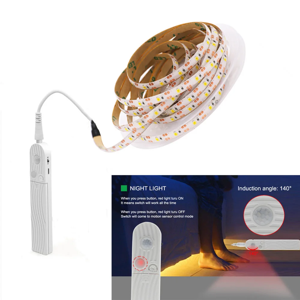 LED Strip DC 5V LED Under Cabinet Light White/Warm White 1m 2m 3m 4m 5m Night Lamp Kitchen Wardrobe Bed Lighting