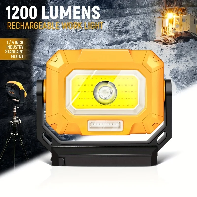 LED Work Light, 1200Lumens Rechargeable Work Light with Magnetic Base & Hanging Hook & 360° Rotatable & 7 Modes