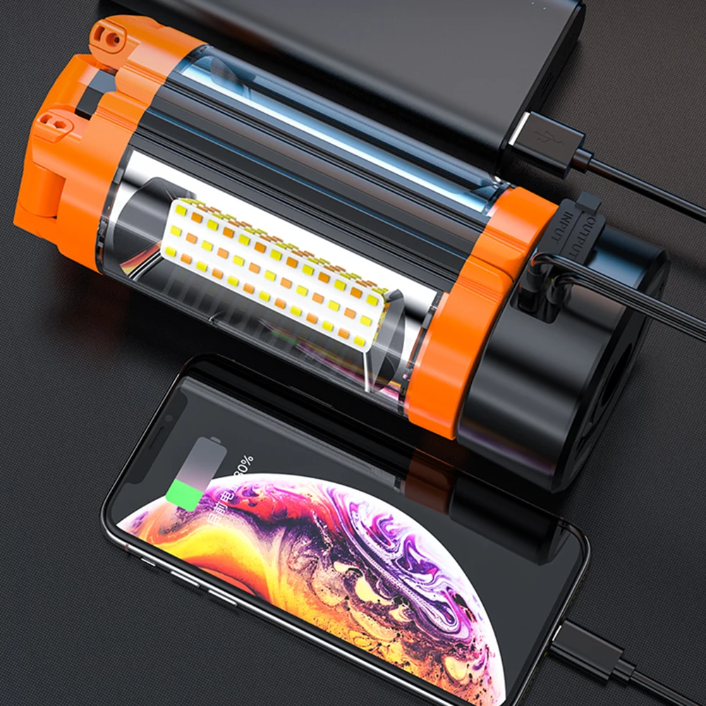 LED Work Light Hanging Hook Power Bank Outdoor Camp Lantern with Tripod Stand 4 Modes Portable Camping Light for Outdoor Fishing