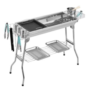 Large Folding Steel Barbecue Grill 2-5 Person Charcoal Grill Rack