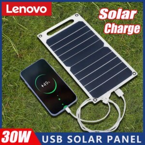 Lenovo 30W Solar Panel With USB Portable Battery Waterproof Outdoor Camping For Mobile Phone Charging Bank Charging Panel 6.8V