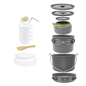 Lightweight and Portable Pot and Pan with Carrying Bag, Outdoor Camping Cookware Set for 2-7 Persons