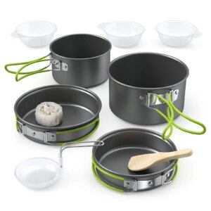 Lixada Portable Outdoor Tableware Camping Cookware 2-3 People Multifunctional Portable Cooking Set for Outdoor Stove