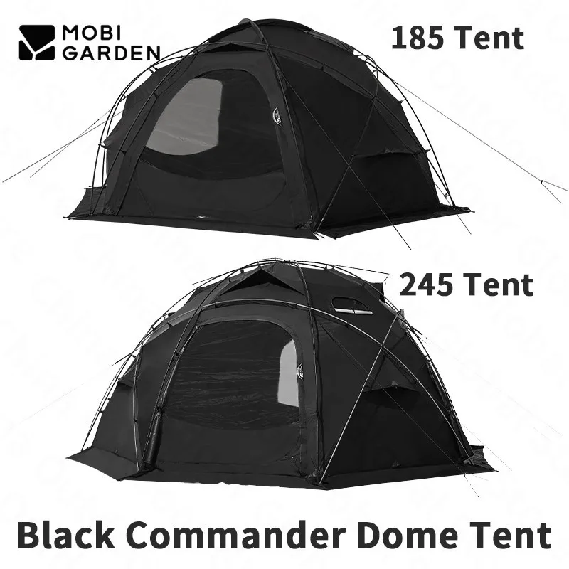 MOBI GARDEN 9.3㎡/18.8㎡Outdoor Large Space Dome Tent 70D 230T Black Spherical Tent  8Persons Camping Travel Tent With Snow Skirt