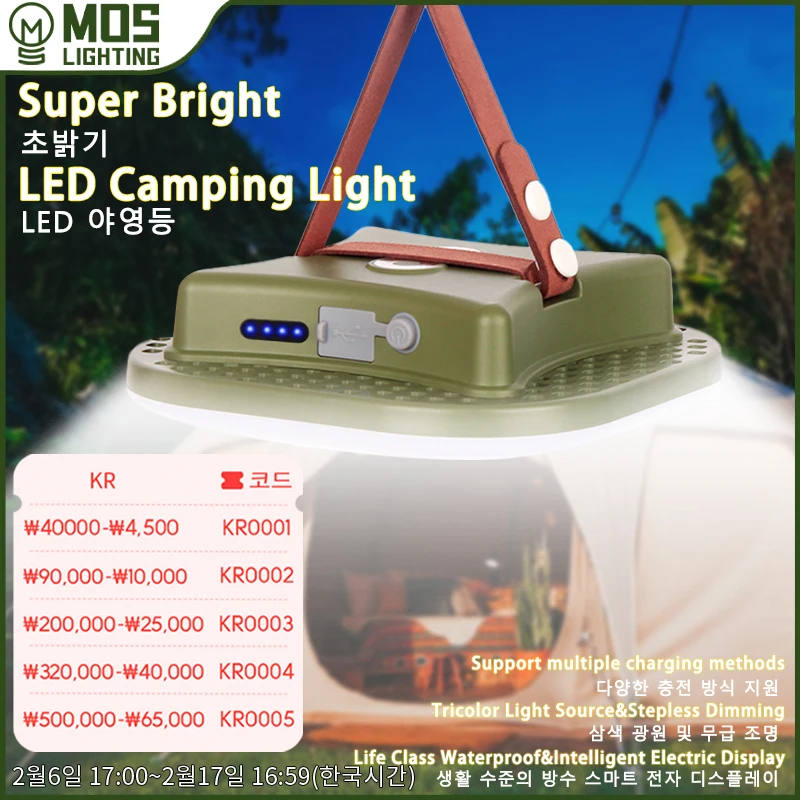 MOSLIGHTING 15600maH 80W Rechargeable LED Camping Strong Light With Magnet Zoom Portable Torch Tent Light Work Maintenance Lamp