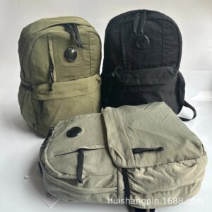 Men's New Nylon Backpack 2024 Korean Version Men's Casual Lightweight Backpack Solid Color Double Zipper Outdoor Travel Backpack