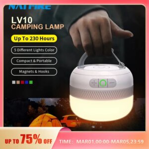 NATFIRE LV10 Camping Light USB C Rechargeable 230 Hours With 5 Colors Flashlight For Outdoor Tent Lamp Emergency Lantern