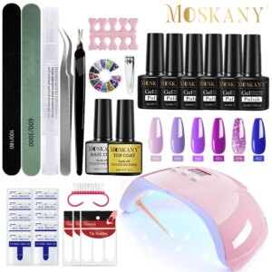 Nail Set Gel Nail Polish Set With 54W UV LED Lamp Dryer Semi Permanent Gel Set Base/Top Coat Professional Nail Art Tools Kit