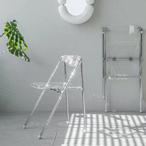 Nordic Metal Transparent Acrylic Coffee Chairs for Balcony Furniture  Lounge Chair Comfort Backrest  Living Room Folding Chairs