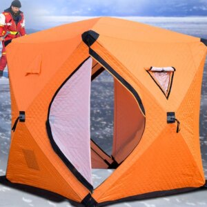 Outdoor Camping Fishing Tent Keep Out Wind Snow Heating Quick Automatic Opening Winter Travel Triply Cotton Cold Protection Warm