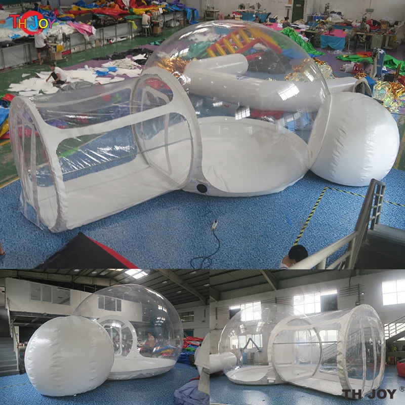 Outdoor Frame Bubble Camping Tent With Double Rooms Commercial Inflatable Bubble Hotel House Inflatable Bubble Tree with Tunnel