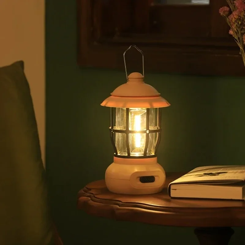 Outdoor LED Camping Lamp Dimmable Camping Lights Retro Hanging Tent Lamp Waterproof Rechargeable Emergency Light Lantern