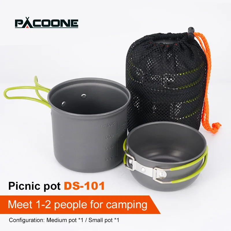 Pacoone Ultralight Camping Cooking Utensils Outdoor Tableware Pot Set Hiking Picnic Travel Tourist Dishes Supplies Equipment