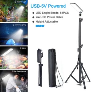 Portable Camping Light LED Selfie Light Lamp Photography Light with Tripod Stand for Outdoor Picnic Barbecue Working Live Stream