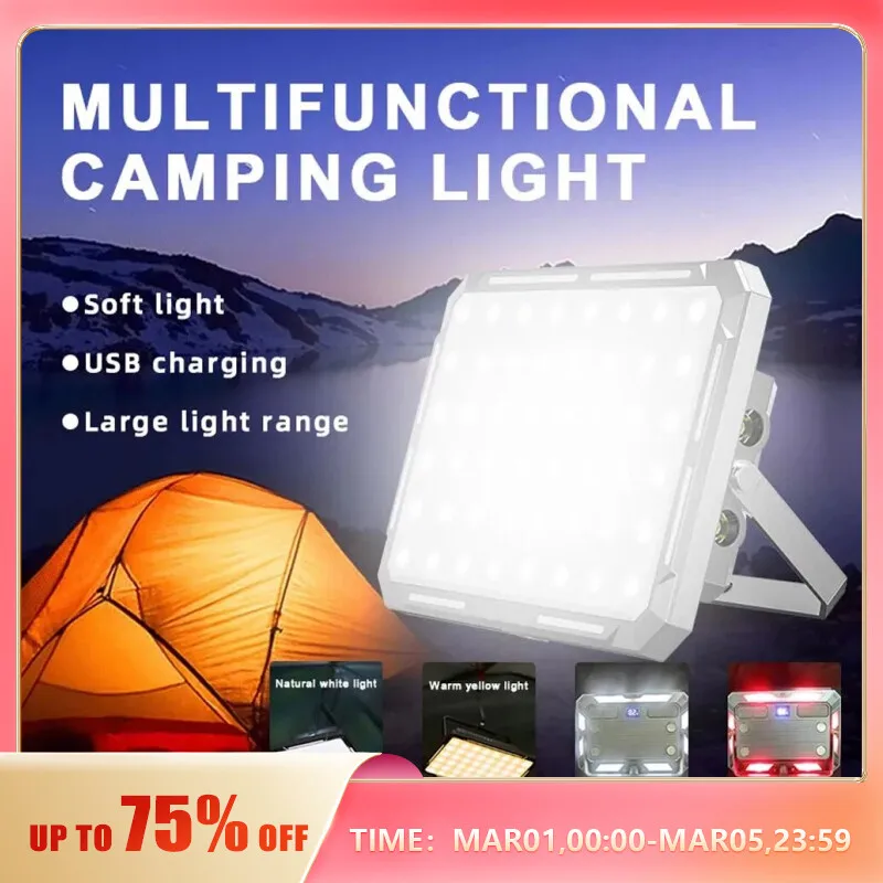 Portable LED Camping Tent Light Rechargeable Searchlight High Power Outdoor Emergency Lighting Waterproof Hanging Night Lamp